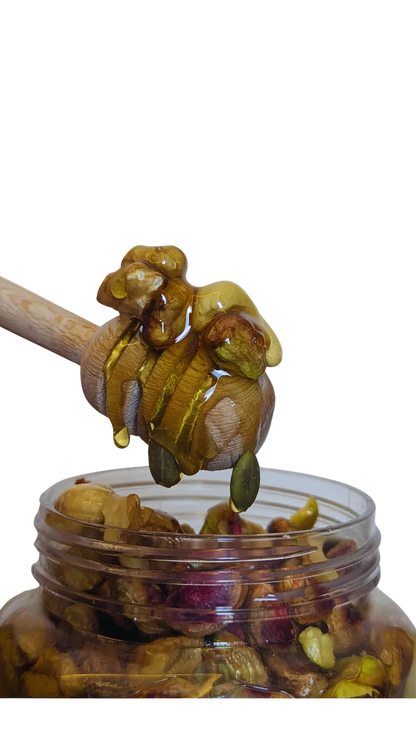 picked nuts with a wooden spoon 